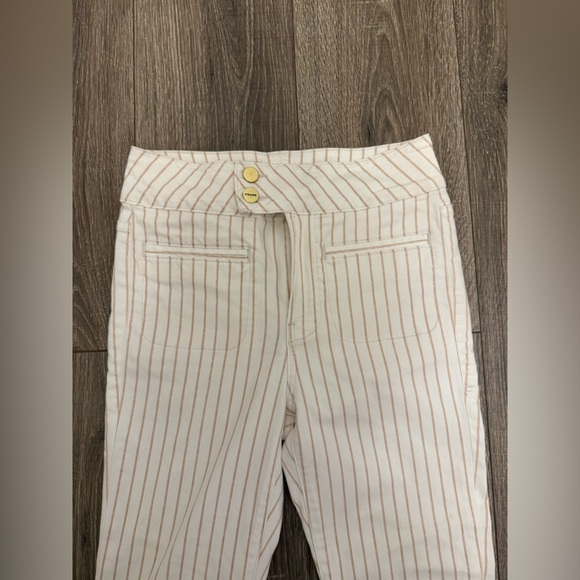 Frame Women Pants Size 26 Le Hardy Crop Flare Nautical Coastal Retro Striped - Picture 2 of 7
